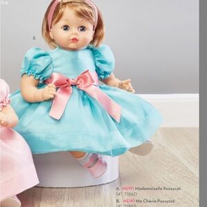 Madame Alexander Aqua Satin Doll with Pink Sash and Headband